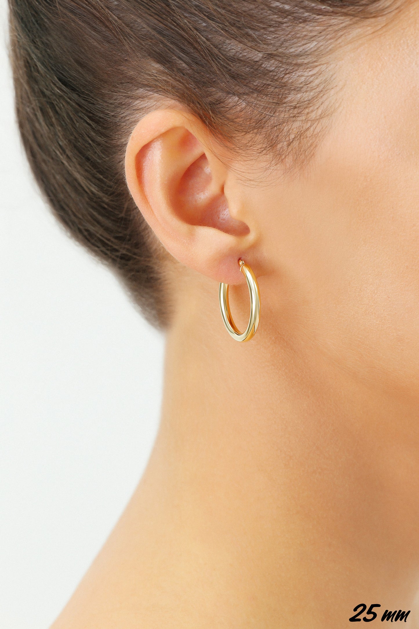 14k Yellow Gold Chunky Hoop Earrings, 3mm Thickness