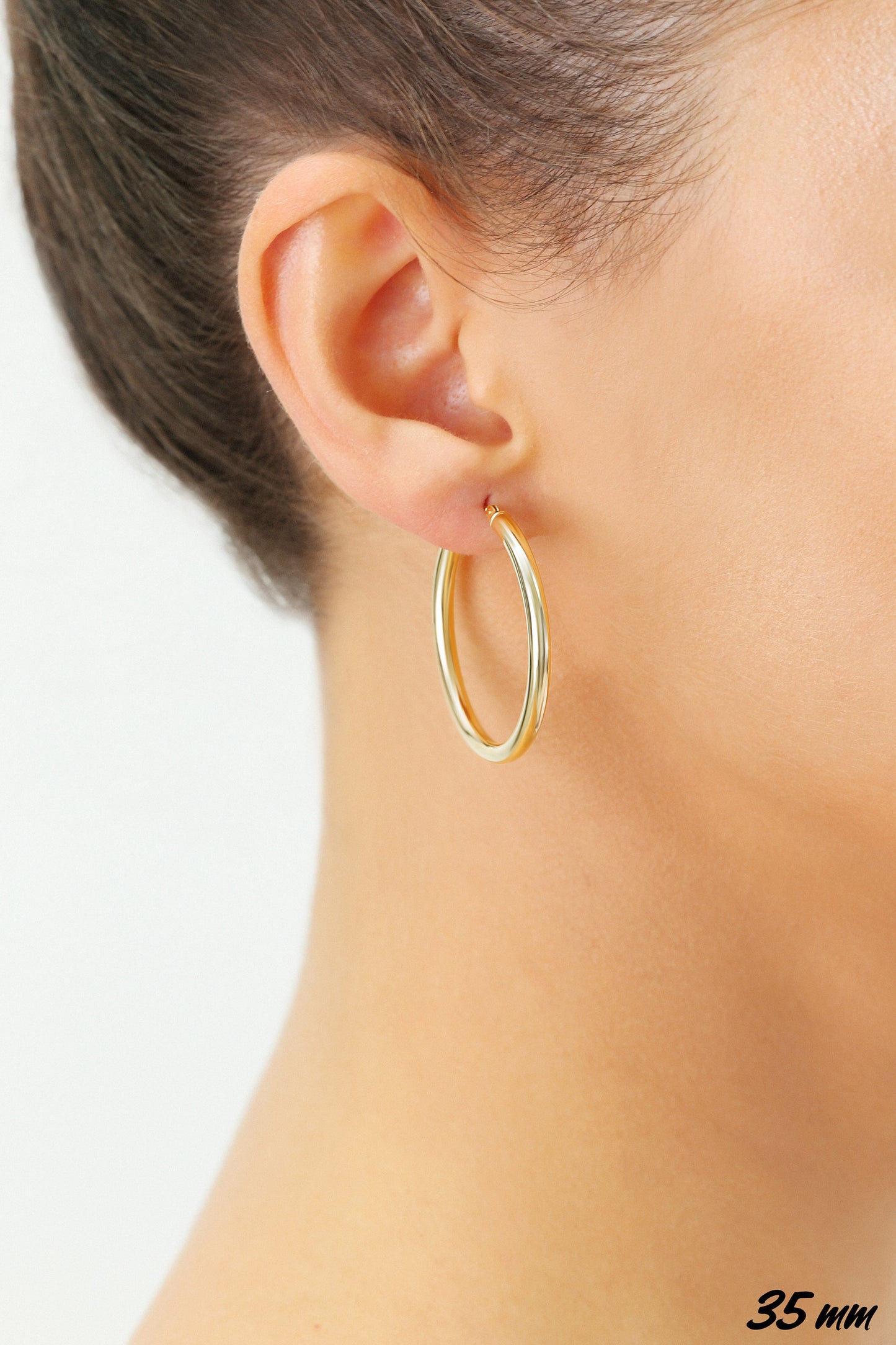 14k Yellow Gold Chunky Hoop Earrings, 3mm Thickness