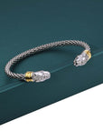 CZ Jaguar Cuff Bracelet with Gold Accents in Sterling Silver