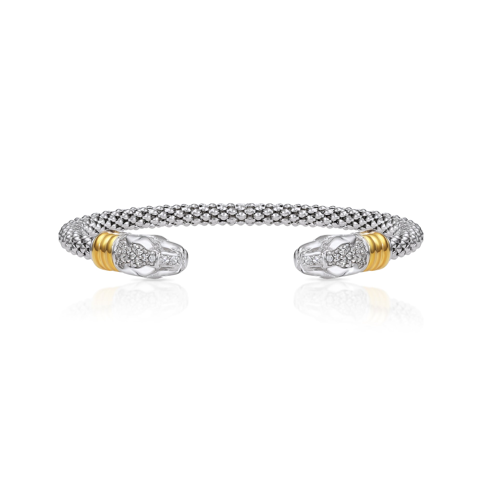 Jaguar Cuff Bracelet in Sterling Silver with Gold Accents