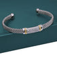 Italian Cuff Bracelet in Sterling Silver with Gold Accents