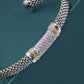 Italian Cuff Bracelet in Sterling Silver with Gold Accents