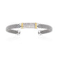 Italian Cuff Bracelet in Sterling Silver with Gold Accents