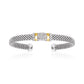 Sterling Silver Italian Cuff Bracelet with Gold Accents
