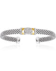 CZ Italian Cuff Bracelet with Gold Accents in Sterling Silver