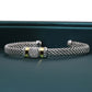 Sterling Silver Italian Cuff Bracelet with Gold Accents