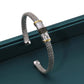 Black Stone Italian Cuff Bracelet in Sterling Silver with Gold Accents