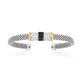 Black Stone Italian Cuff Bracelet in Sterling Silver with Gold Accents