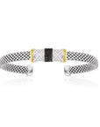 CZ Black Stone Italian Cuff Bracelet in with Gold Accents in Sterling Silver