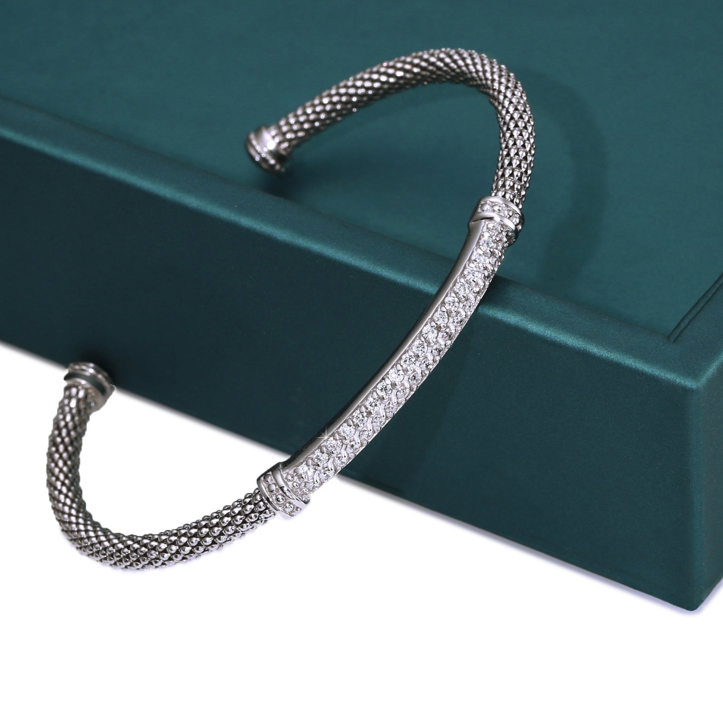 Long Bar Cuff Bracelet in Sterling Silver