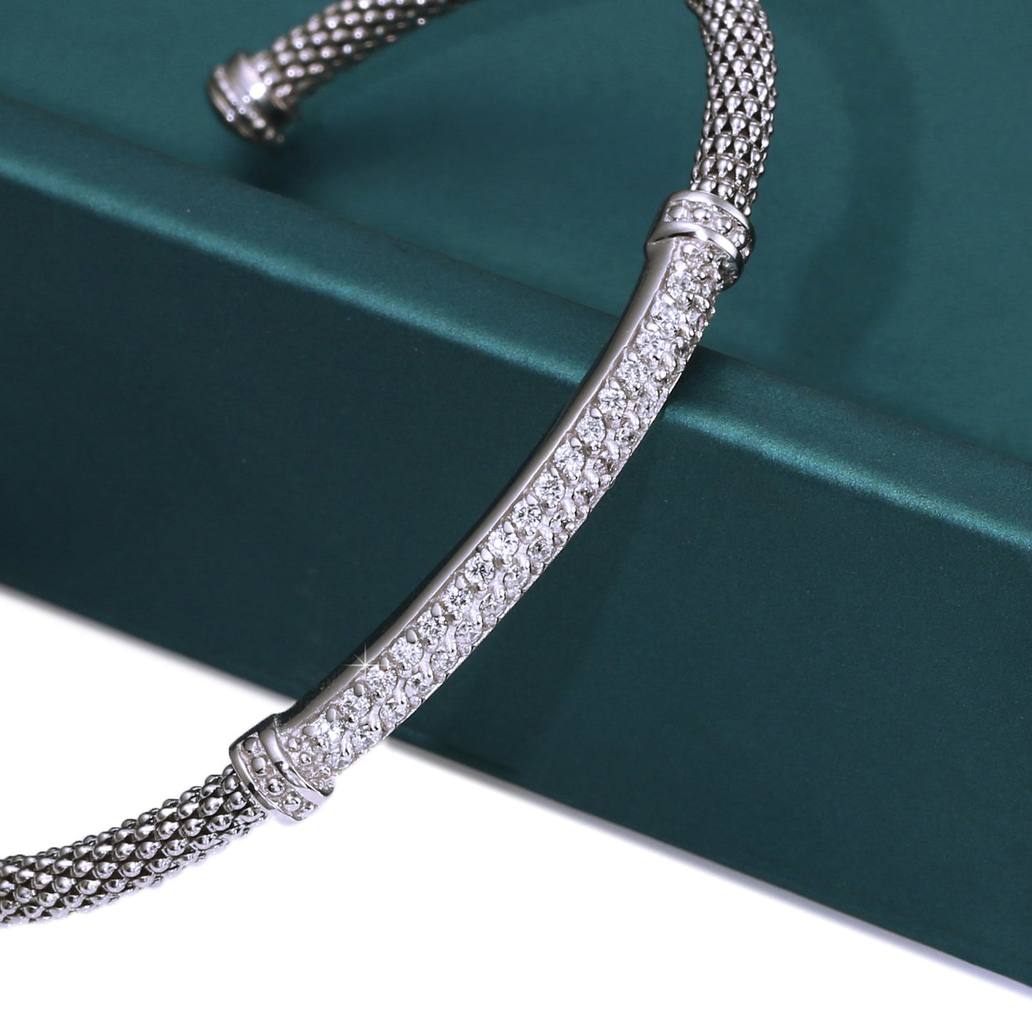 Long Bar Cuff Bracelet in Sterling Silver