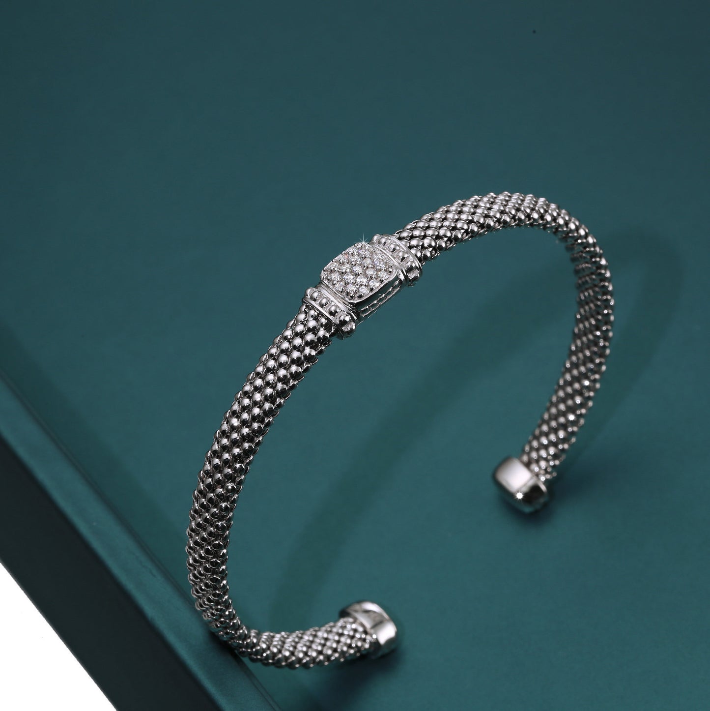 Italian Cuff Bracelet in Sterling Silver, Royal Square