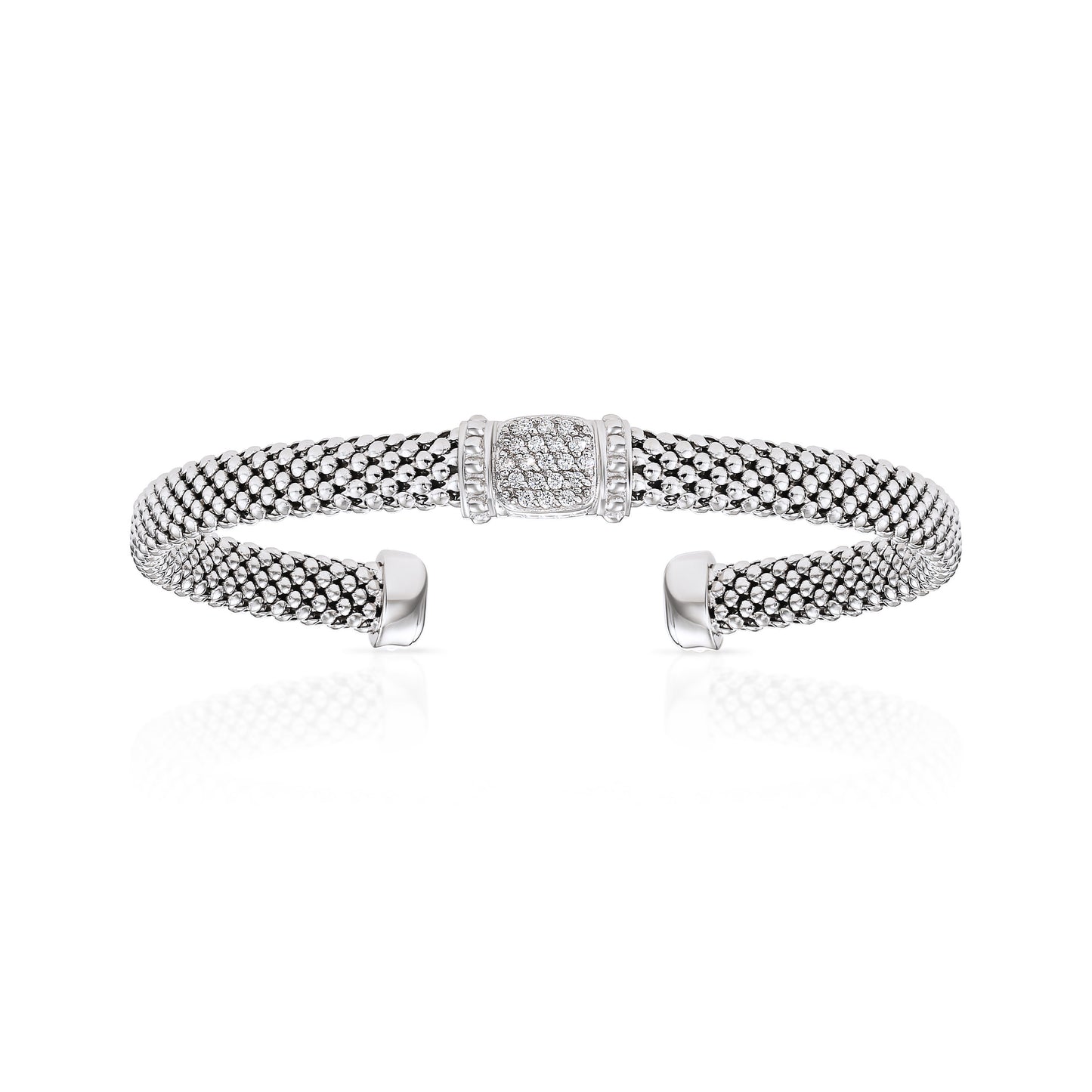 Italian Cuff Bracelet in Sterling Silver, Royal Square