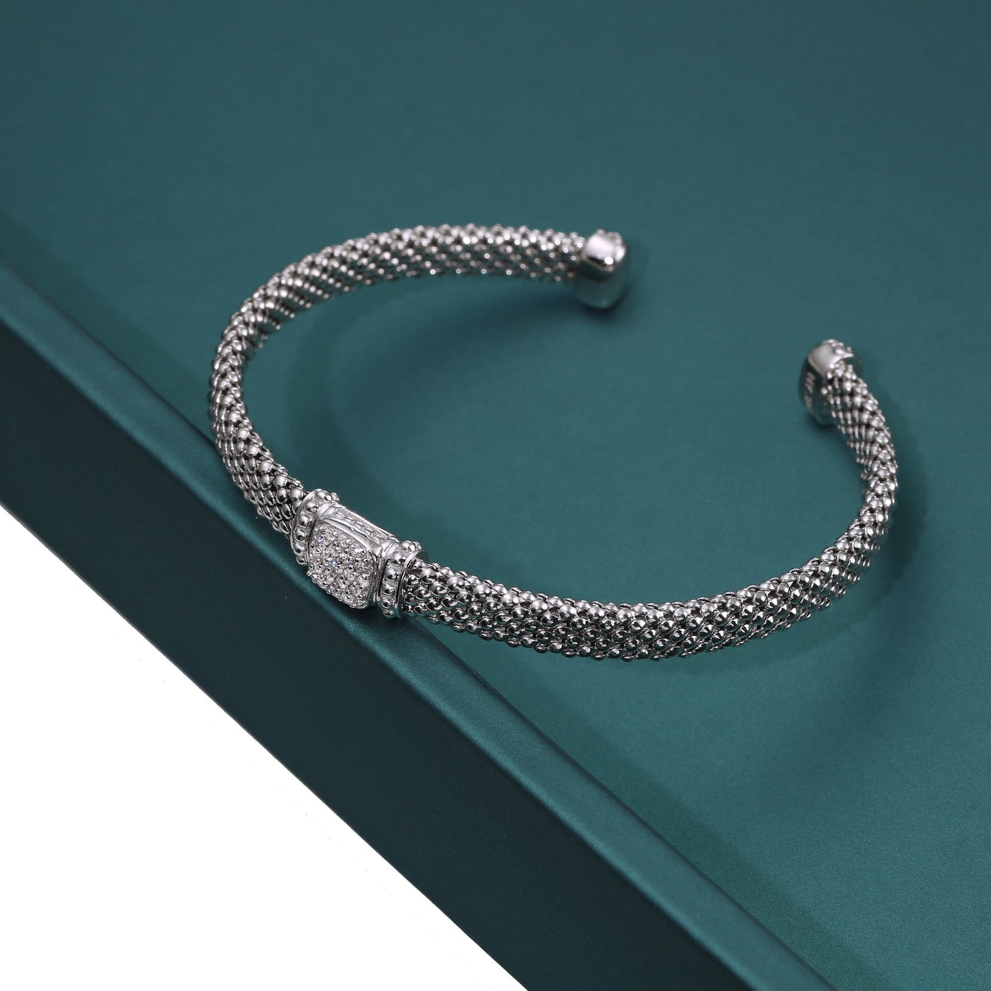 Italian Cuff Bracelet in Sterling Silver, Royal Square