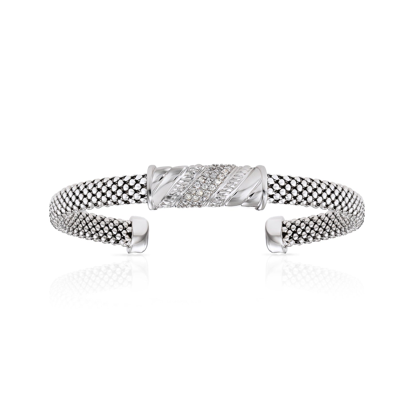 Italian Bar Cuff Bracelet in Sterling Silver, Royal Rectangle