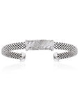 CZ Italian Bar Cuff Bracelet with Royal Rectangle in Sterling Silver