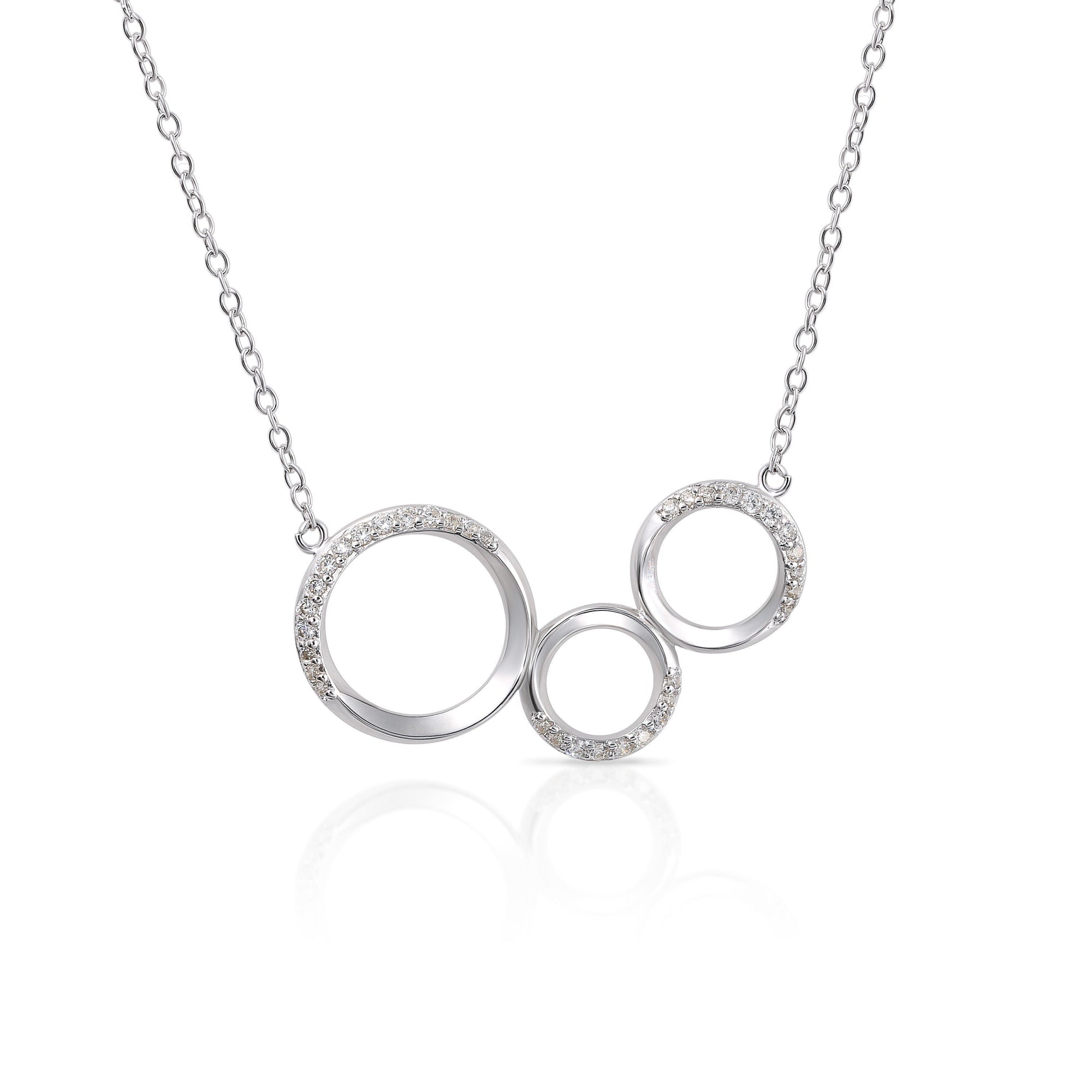 CZ Connected Circles Necklace in Sterling Silver