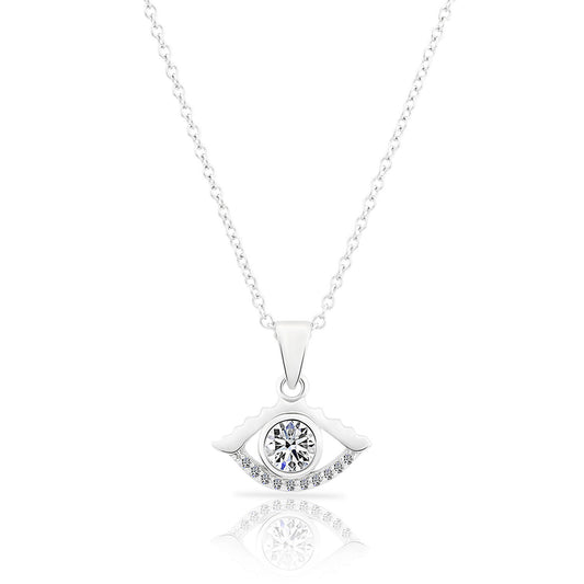 Sterling Silver Evil Eye Charm Necklace