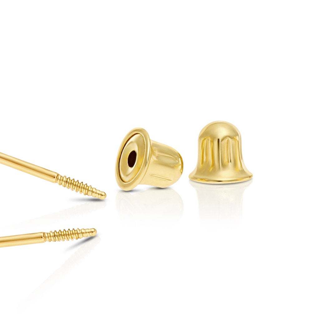 10k Yellow Gold Solitaire Screwback Stud Earrings Tilo Jewelry