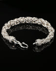 Sterling Silver Handmade Byzantine Bracelet with Hook Clasp, 9", Unisex