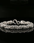 Sterling Silver Handmade Byzantine Bracelet with Unique Hook Clasp, 9", Unisex