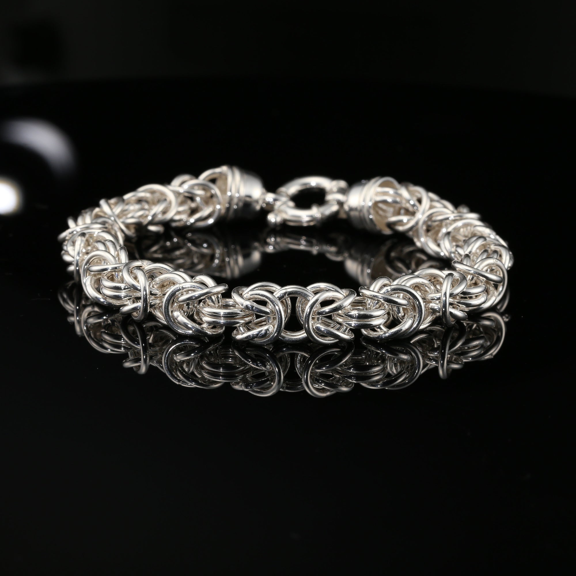 Byzantine Chain Bracelet, Chainmail Jewelry in , 8.75&quot;, Unisex in Sterling Silver