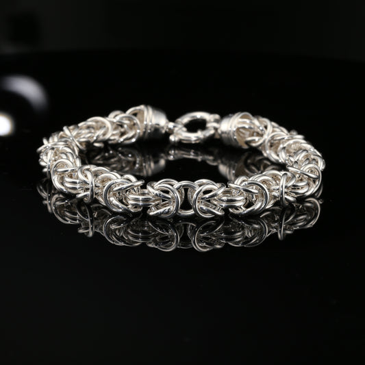 Byzantine Chain Bracelet, Chainmail Jewelry in Sterling Silver, 8.75", Unisex