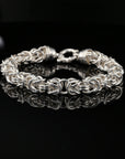 Byzantine Chain Bracelet, Chainmail Jewelry in , 8.75", Unisex in Sterling Silver