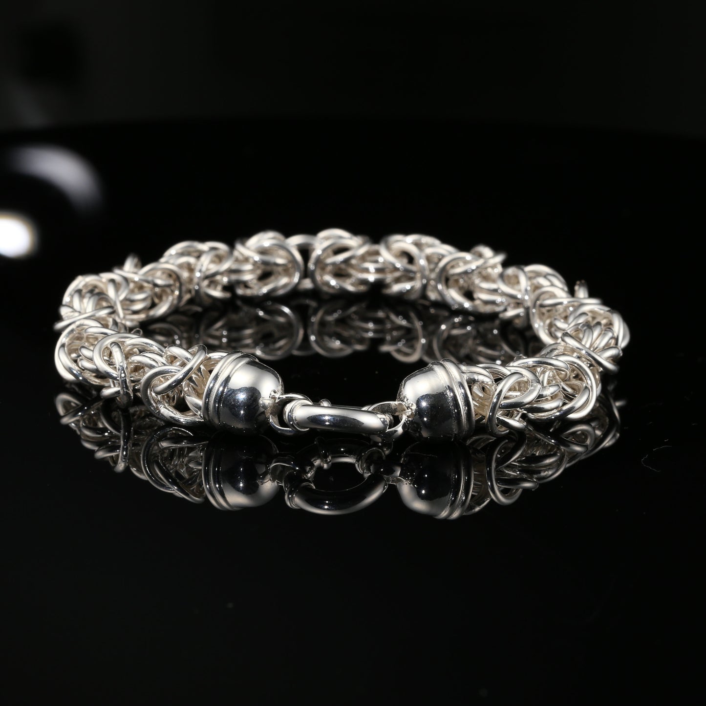 Byzantine Chain Bracelet, Chainmail Jewelry in Sterling Silver, 8.75", Unisex