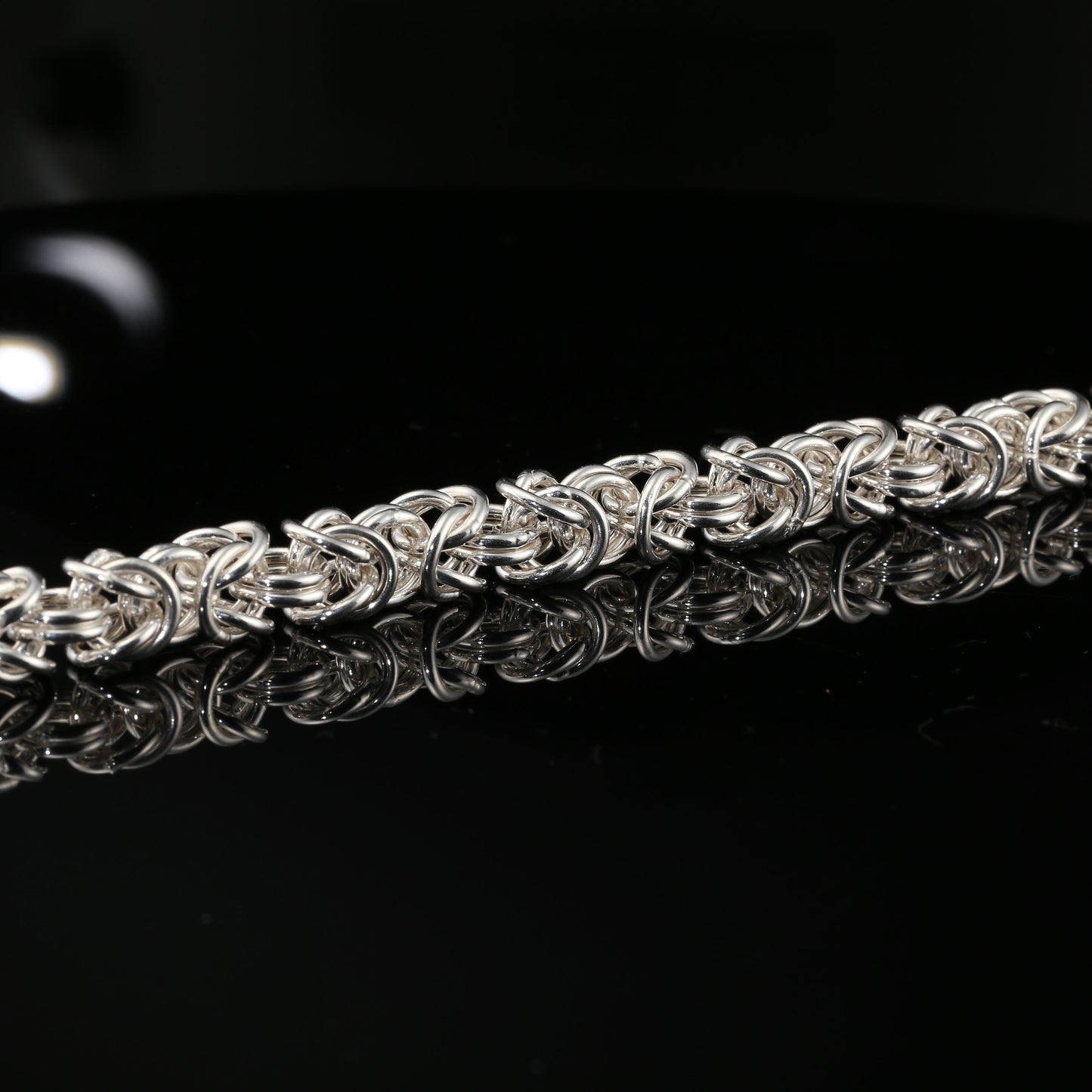 Byzantine Chain Bracelet, Chainmail Jewelry in Sterling Silver, 8.75", Unisex