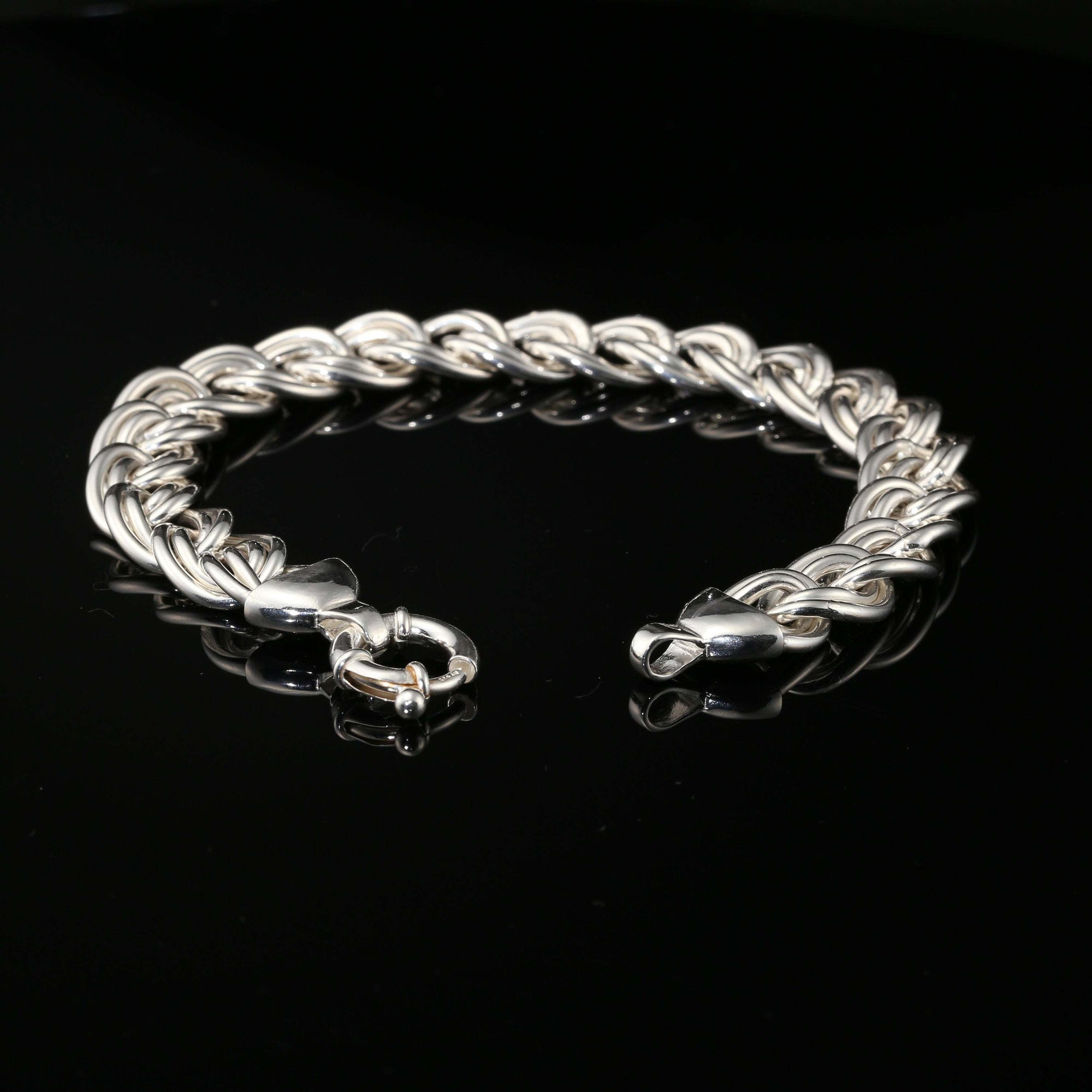 Byzantine Chain Flat Bracelet, Chainmail Jewelry in Sterling Silver, 9&amp;quot;, Unisex