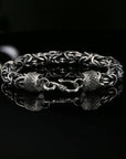 Dark Byzantine Chain Bracelet with Hook Clasp , 8.5&quot;, Unisex in Sterling Silver