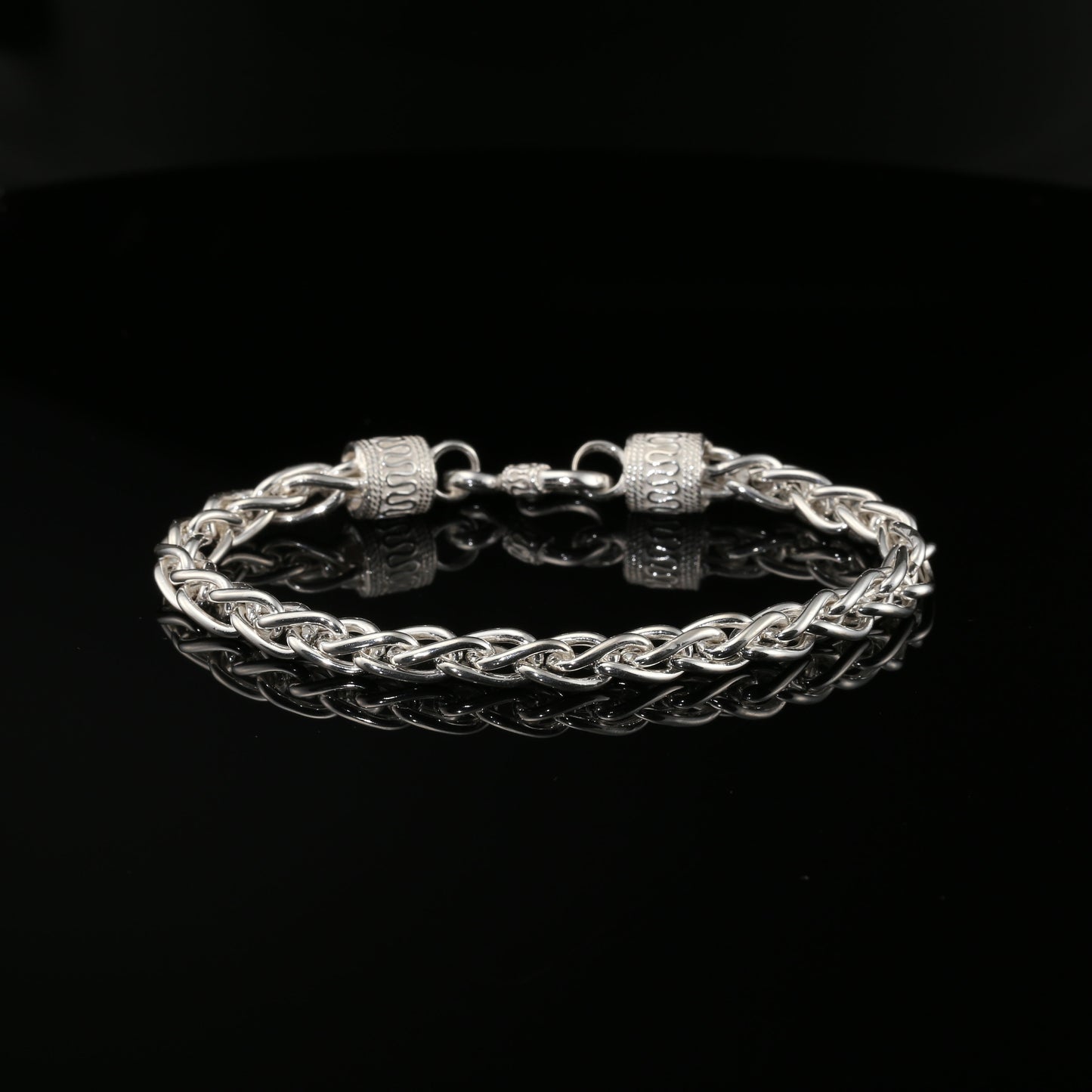 Sterling Silver Handmade Byzantine Chain Bracelet with Hook Clasp, 8&quot;, Unisex