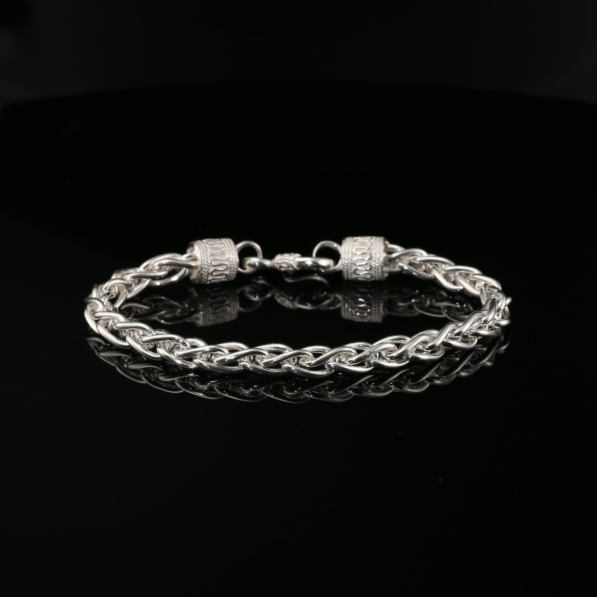 Sterling Silver Handmade Byzantine Chain Bracelet with Hook Clasp, 8&amp;quot;, Unisex