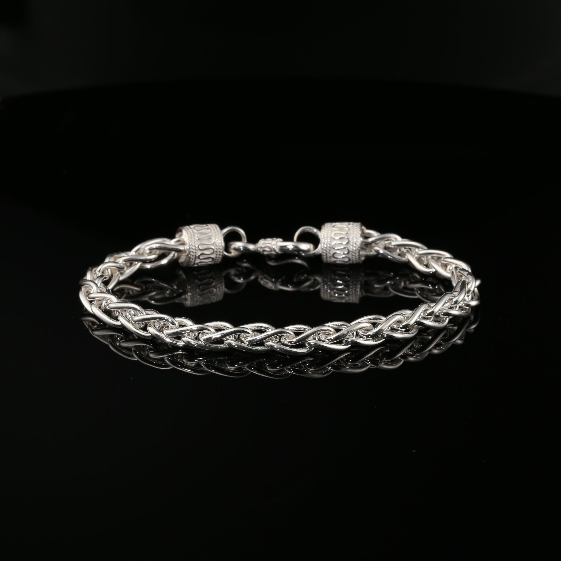 Handmade Byzantine Chain Bracelet with Hook Clasp, 8, unisex in Sterling Silver