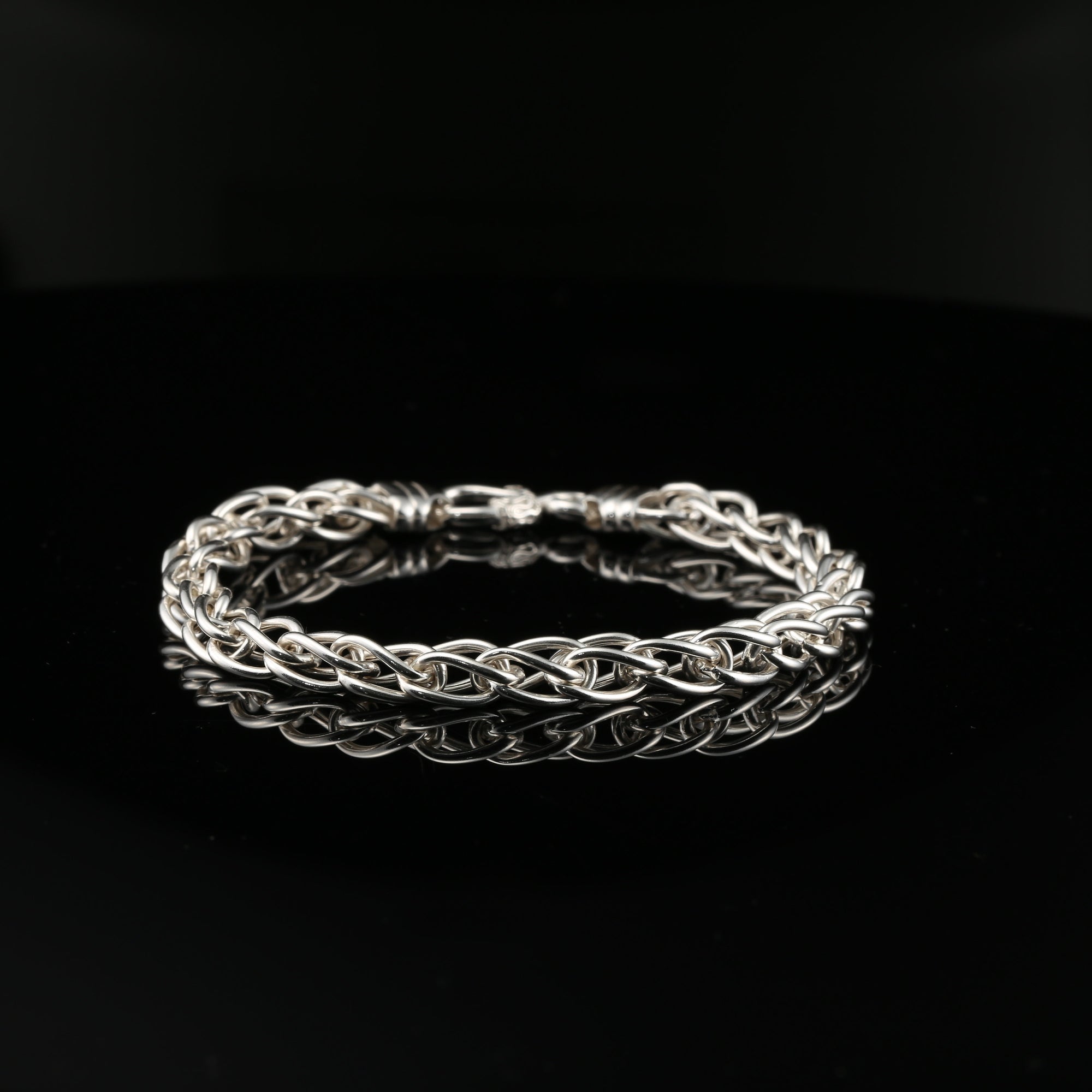 Handmade Byzantine Chain Bracelet with S-Hook Clasp, 8&amp;quot;, Unisex in Sterling Silver