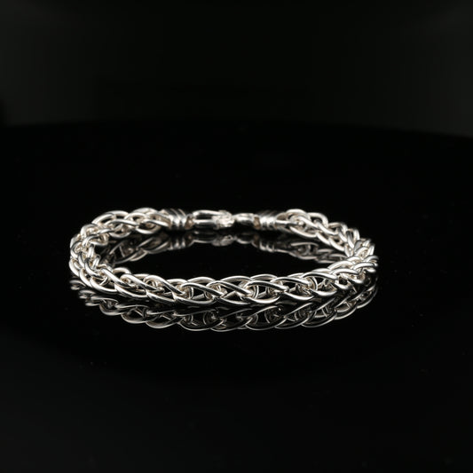 Sterling Silver Handmade Byzantine Chain Bracelet with S-Hook Clasp, 8&quot;, Unisex