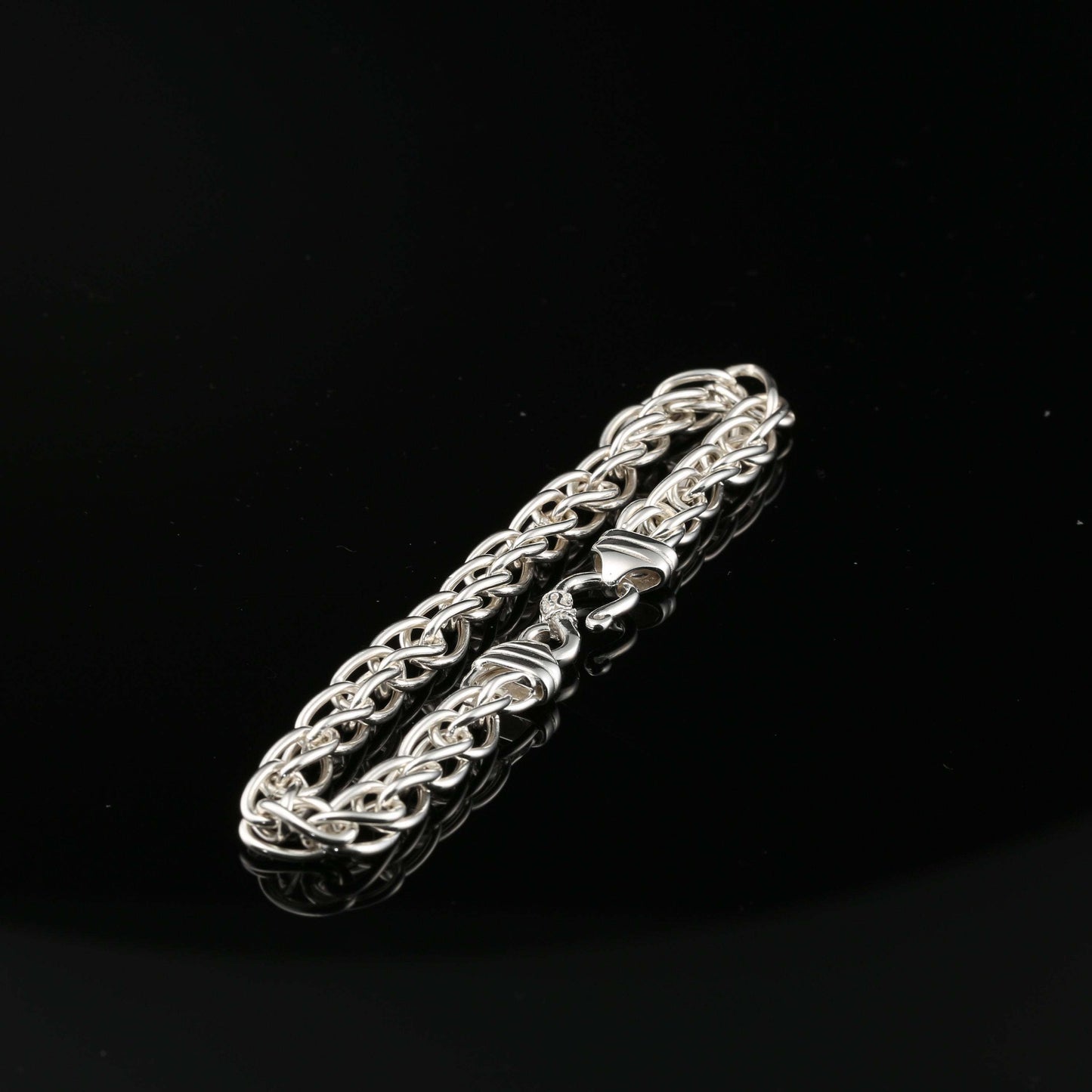 Sterling Silver Handmade Byzantine Chain Bracelet with S-Hook Clasp, 8&quot;, Unisex