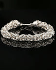 Handmade Byzantine Chain Bracelet with S-Hook Clasp, Matte, 8.5&quot;, Unisex in Sterling Silver
