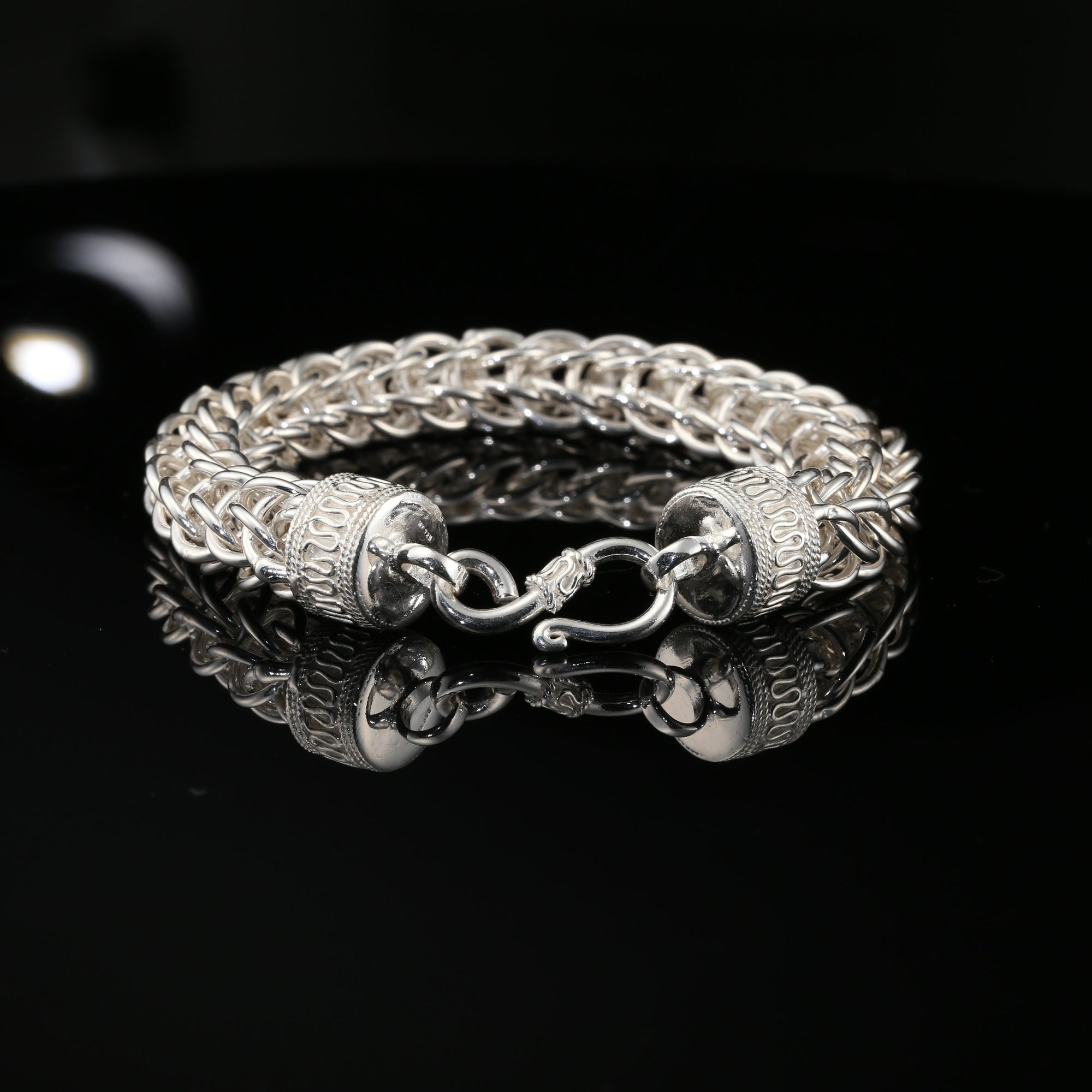 Sterling Silver Byzantine Chain Bracelet with S-Hook Clasp, 8", U –  Tilo Jewelry®