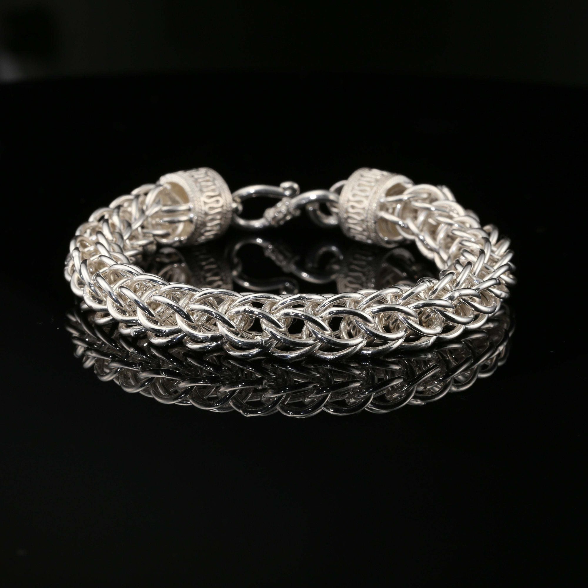 Sterling Silver Byzantine Chain Bracelet with S-Hook Clasp, 8.25&amp;quot;, Unisex