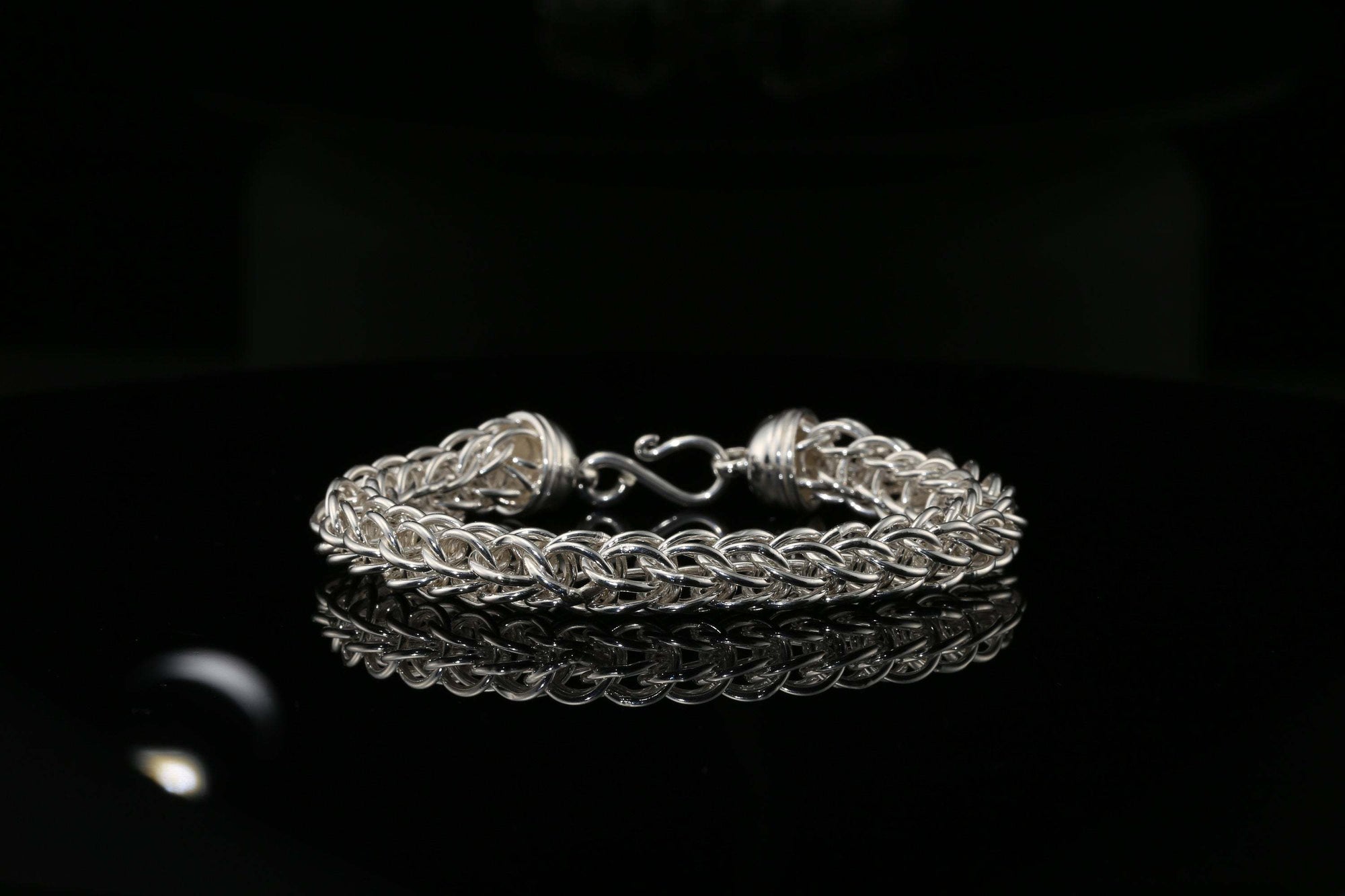 Sterling Silver Byzantine Chain Bracelet with S-Hook Clasp, 8.75&quot; Unisex
