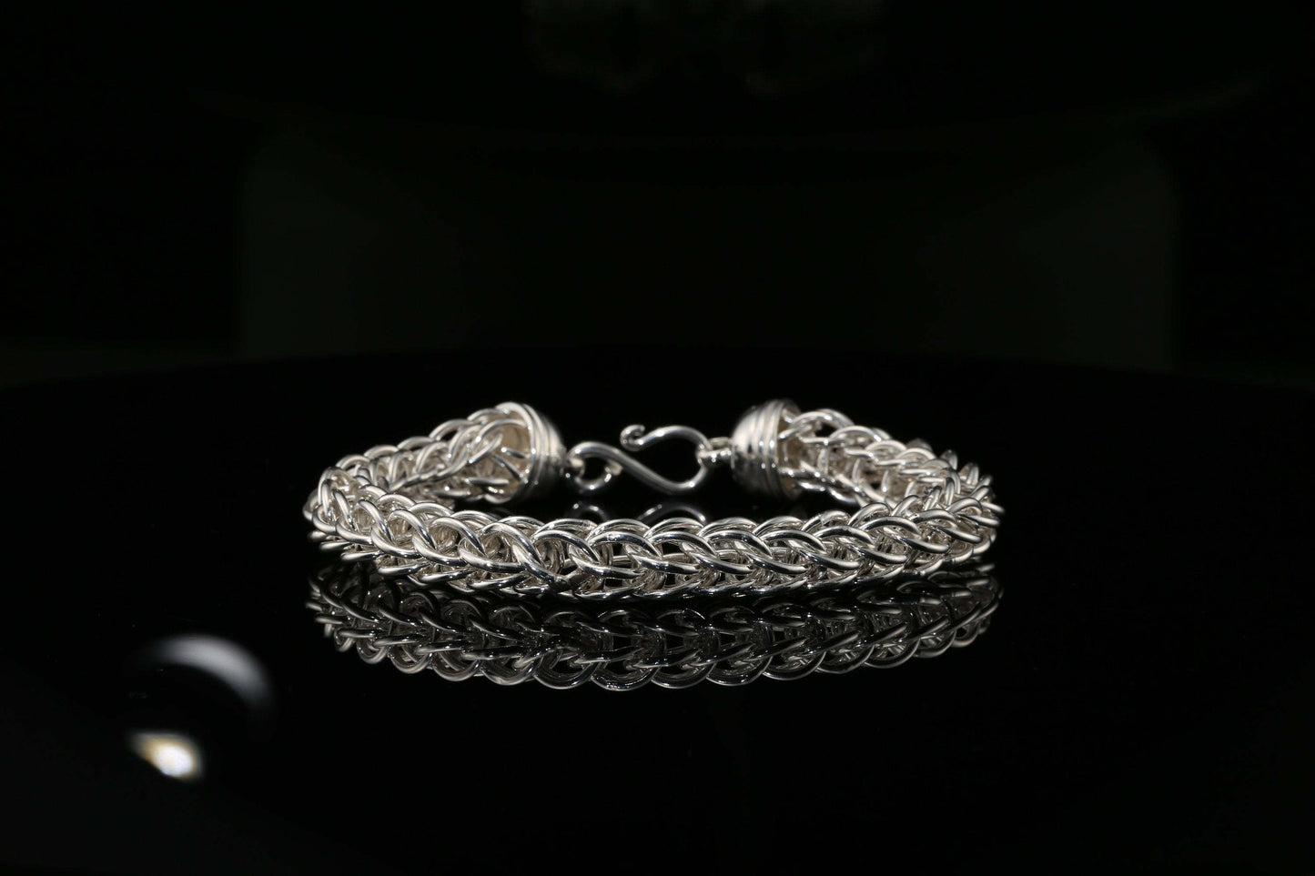 Sterling Silver Byzantine Chain Bracelet with S-Hook Clasp, 8.75" Unisex