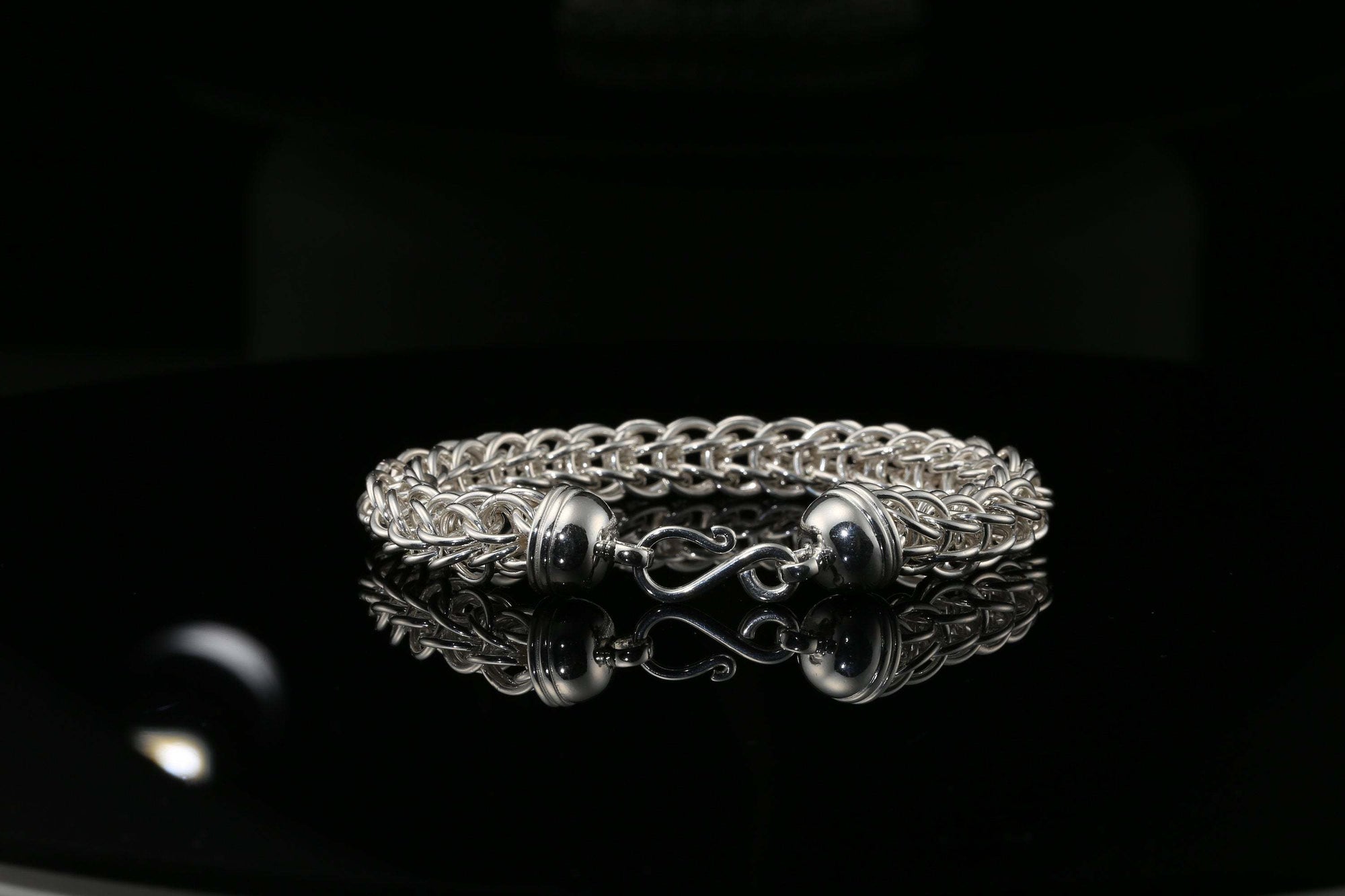 Byzantine Chain Bracelet with S-Hook Clasp, 8.75&quot; Unisex in Sterling Silver