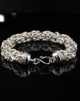 Sterling Silver Byzantine Thick Chain Bracelet with S-Hook Clasp, 8.75" Unisex