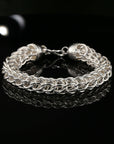 Thick Byzantine Chain Bracelet with S-Hook Clasp, 8.75" Unisex in Sterling Silver