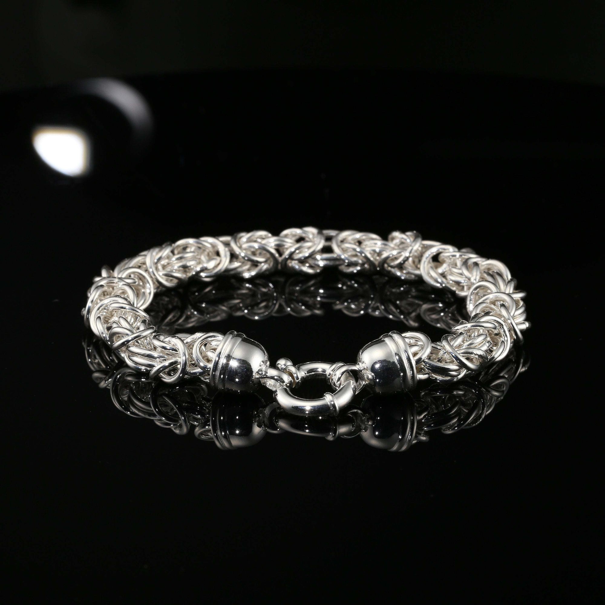 Byzantine Chain Bracelet, 8.25&amp;quot;, Unisex in Sterling Silver