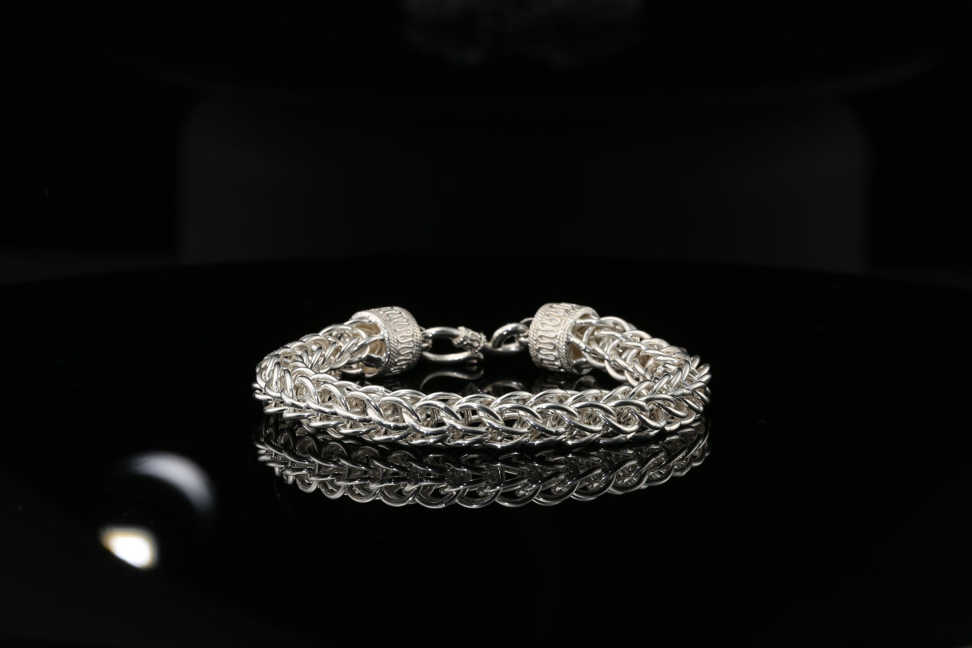 Byzantine Thick Chain Bracelet with S-Hook Clasp, 8.25&amp;quot;, Unisex in Sterling Silver