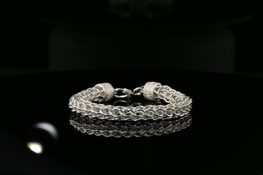 Sterling Silver Byzantine Thick Chain Bracelet with S-Hook Clasp, 8.25&quot;, Unisex