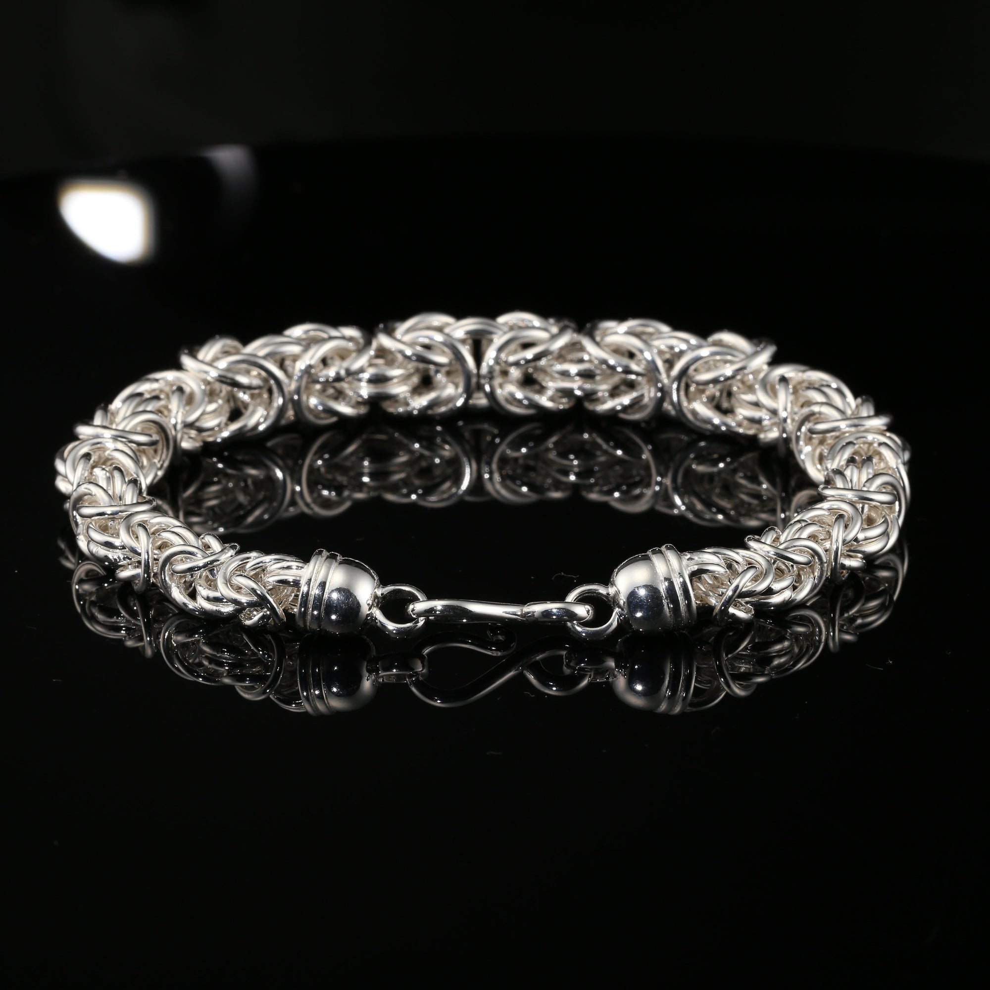 Byzantine Thick Chain Bracelet with S-Hook Clasp, 8.75&quot; Unisex in Sterling Silver